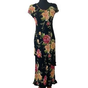 VINTAGE 90s Y2K FLORAL LAYERED MAXI DRESS SIZE 6/SMALL